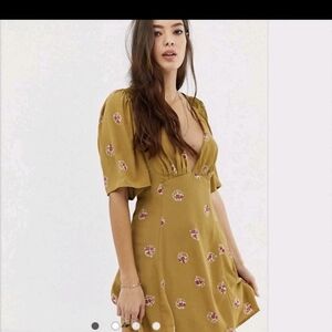 EUC Free People Mustard Floral Mini Dress